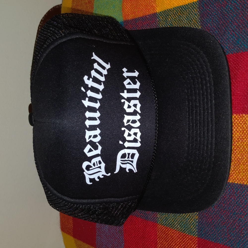 Beautiful Disaster Trucker Mesh Snapback Hat Cap - Black